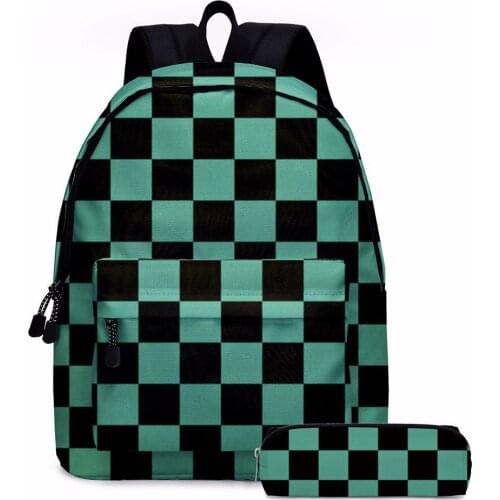 2pcs Anime Backpack Kimetsu No Yaiba Cos Student School Bags Demon Slayer Cos Lover Couple Rucksack Backpack Travel Mochila