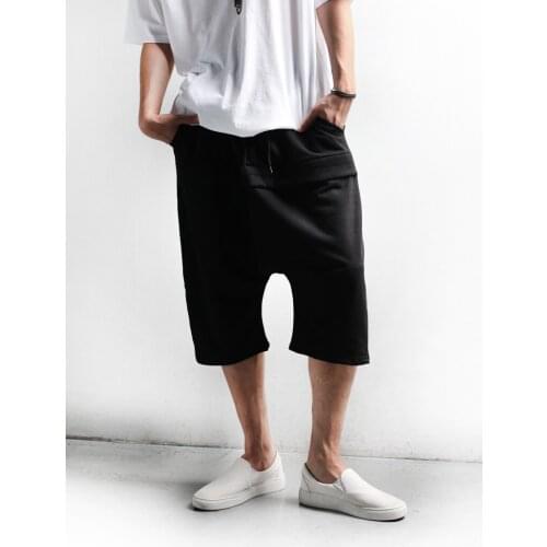 Summer mens shorts new trend hip hop casual double strapped shorts mid length Pants Capris mens Pants Large trendy mens pants