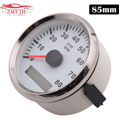 New 8000RPM Tacho Tachometer Gauge REV Counter With Hour meter 85mm Tacho Gauge For Gasoline Diesel 12V 24V Red Backlight