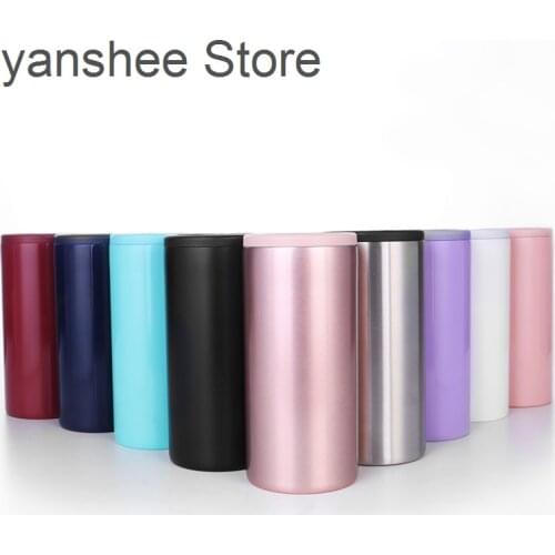 12oz stainless steel 304 Thermos Vacuum Insulation tailstock glass pipe cooler tin 350ml ultra-thin beer bottle cooler