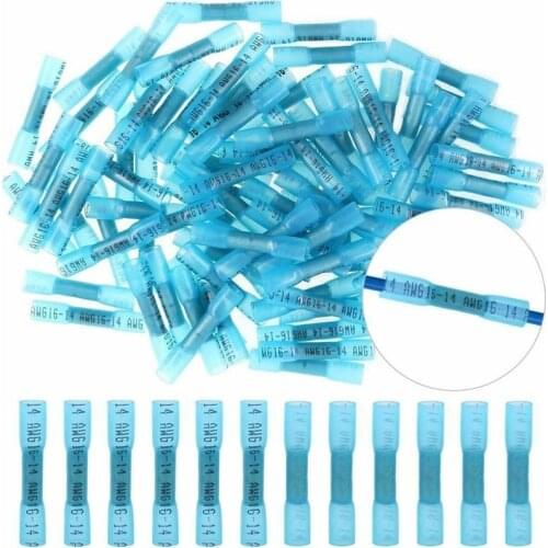 500/100PCS Heat Shrink Butt Terminals Waterproof Fully Insulated Seal Butt 14-16 AWG Electrical Wire Crimp Terminal Connectors