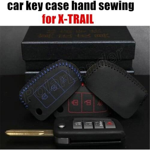 Only Red car key cover case fit for NISSAN TIIDA/LIVINA/X-TRAIL new genuine leather sewing by hand 100% auto parts wholesale