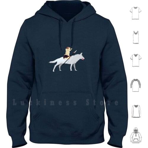 Princess Mononoke hoodies long sleeve Princess Mononoke San Moro Wolf Anime Hayao Miyazaki Ghibli Studio Ghibli Hayao