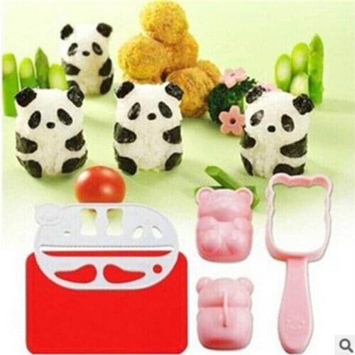 Punch Sushi Rice Ball Mold Onigiri Mould DIY Sushi Maker Bazooka Bento Accessories 3D Panda Form Sushi Set Rice Ball Molds