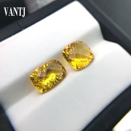 VANTJ Natural Citrine Loose Gemstone Convave Cushion Cut Checkboard for Diy Jewelry Mounting Women Party Gift Wholesale