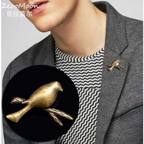 Vintage Metal Bird Lapel Pin Animal Scarf Clip Man Suit Accessory Fashion Jewelry