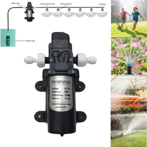 Booster Mist Pump 12V DC 160PSI Water Suck Machine With Power Adapter For Swimming Pool Garden Spryaer Cooling System