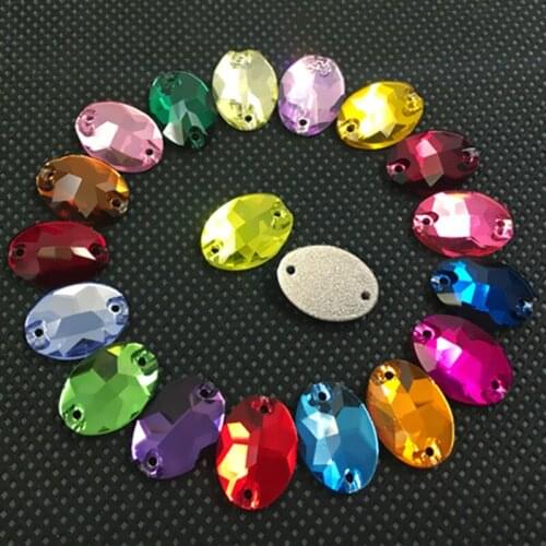 All Size&Colors Oval Shape Glass Crystal Sew on Stone Flatback 2 holes Rhinestones Sewing Jewelry Beads DIY Decoration