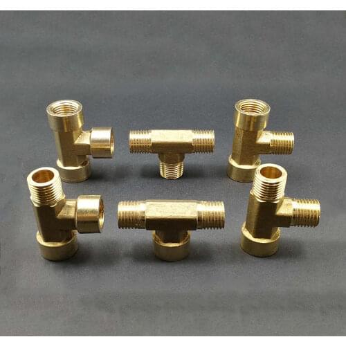 All Types 1/8" 1/4" 3/8" BSP Female Male Tee 3 Ways Splitter Brass Pipe Fitting Water Gas Oil DN6/8/10 Home Garden