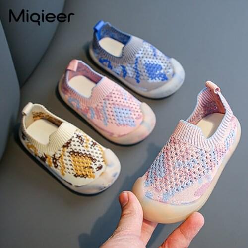 Baby Girls Knit Toddler Shoes Spring Summer Breathable Mesh Slip-Ons Fashion Boys Children Loafers Soft Bottom Non-slip Sneakers