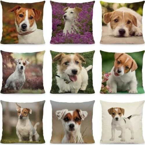 XUNYU Dog Pattern Cushion Cover 45x45 Jack Russell Terrier Pillow Case Home Decoration DWG041