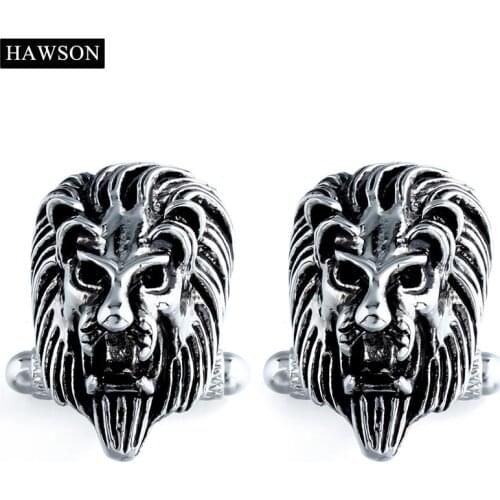 Funny Lion Cufflinks With Jewelry Box Black Enamel Cuff links