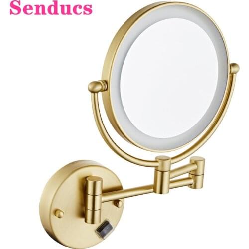 LED Bathroom Mirrors Brushed Gold Bath Mirrors Bathroom Accessories Magnifying Makeup Mirrors of 8 Inch Light Bathroom Mirror
