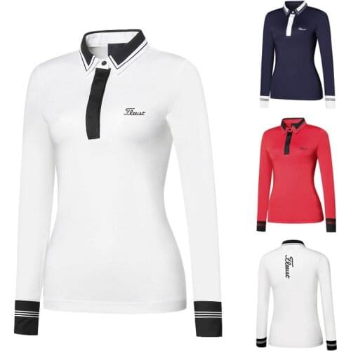 Golf Women Long Sleeve Autumn and Winter Lapel Quick Dry Slim Casual Breathable T-shirt Golf Top