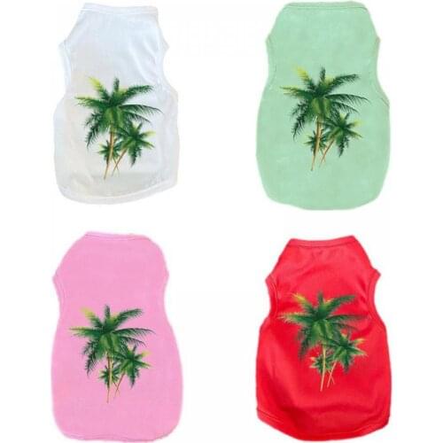 Pet Cat Dog Sleeveless Polyster T-shirt Thin Summer Vest Breathable Coconut Tree Printed Puppy Vest Pets Costumes, XS-XXL