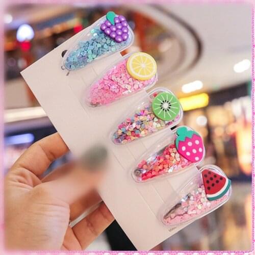 2/5pcs Liusha hair clip colorful Liusha lovely children fruit transparent banger PVC side clip BB side clip headdress