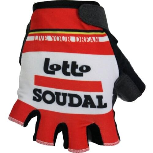 2016 LOTTO SOUDAL TEAM One Pair Sports Half Finger Cycling Jersey Gloves MTB Road Mountain Bike Bicycle Gel Gloves