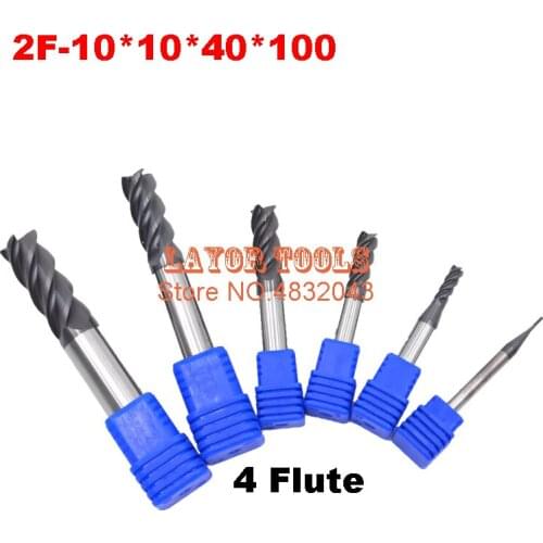 2F-10*10*40*100 , 2 Flute Long Solid Carbide End Mill ALTiN Coat, Milling Cutter, CNC Lathe Tool, Router Bits for Metal Cutting