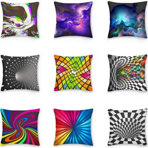 3D Print Cushion Cover Colorful Geometric Stripe Pillowcase Abstract Style Sofa Cushion Case Pillowcases Bedroom Decorative
