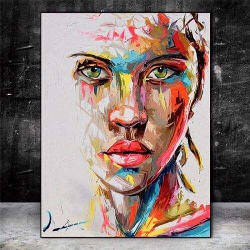 Abstract Knife Portrait Women Oil Painting on Canvas Wall Art Posters and Prints Cuadros Pictures for Girls Room Decor