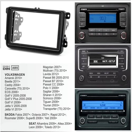 2 Din Car Radio Fascia Frame Panel DVD Dash Interior Trim for Volkswagen for VW Touran Caddy SEAT for Skoda Fabia Octavia 2
