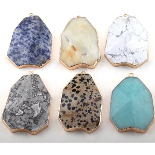 Free shipping Big Stone Irregular Drop Pendant charm for DIY making necklace jewelry 6 color mixed