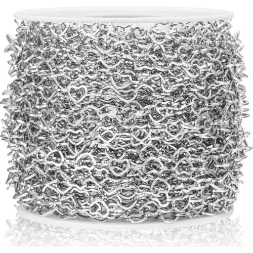 1 Meter Heart Shape Bracelet Peach Hearts Necklace Link Chains For Jewelry Making Supplies DIY Handmade Craft Accessories 3.8mm