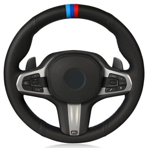 Car Steering Wheel Cover DIY Black Genuine Leather For BMW M Sport G30 G31 G32 G20 G21 G14 X3 G15 G16 G01 X4 G02 X5 G05