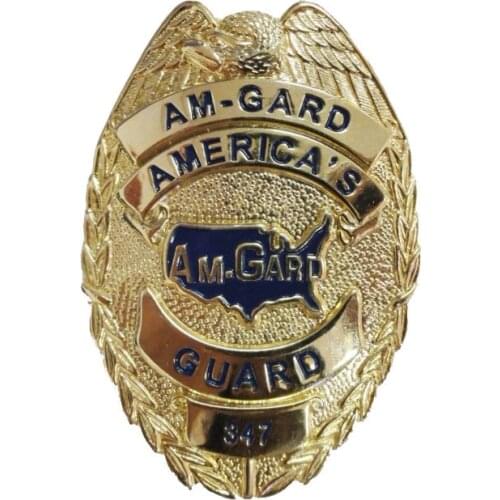 Customized Metal Badge Engraving numbers cheap custom gold badges with pin
