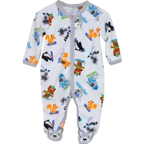 Hooyi Fleece Baby Rompers with foot Baby Boys clothes bebe Jumpsuits Overalls Sleepwear roupas de bebe pijama Outfits