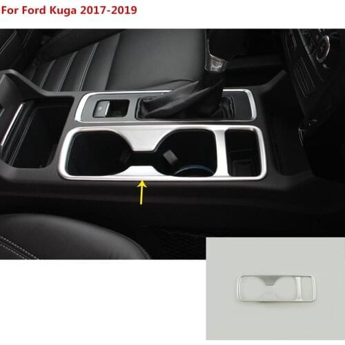 For Ford Kuga 2017 2018 2019 car inner trim ABS Silver Center Console middle front shift Cup gear armrest box frame hoods 1pcs