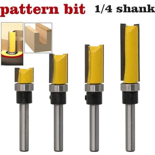 1/4" Shank Top Bearing Flush Trim Pattern Router Bit Export Woodworking Cutter Engraving Machine Trimming Wood Cutter Tool