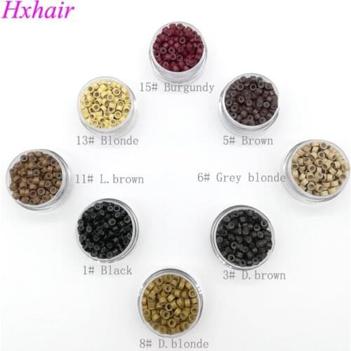 Wholesale - 1000pcs 5.0mm With Silicone Aluminium Micro links Micro Rings Beads Extension hair tools