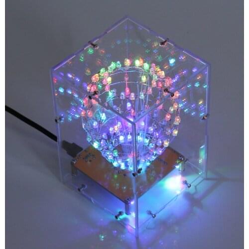 RGB Colorful LED Cubic Ball DIY Kit Colorful LED Light Cube Cubic Ball with Shell Creative Electronic Kit Remote Controler