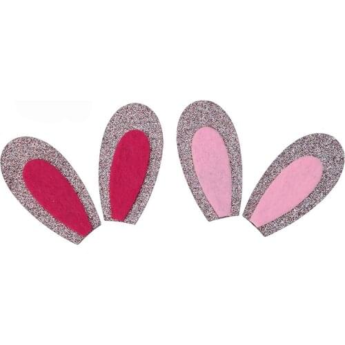 10Pcs Round Glitter with Felt Center Bunny Ears for DIY Baby Girl Accessories Kawaii Easter Animal Hair Clips