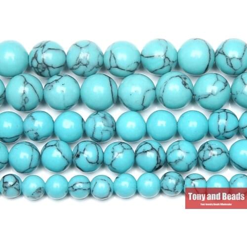 Natural Stone Chinese Lake Blue Turquoises Round Loose Beads 15" Strand 6 8 10 MM Pick Size