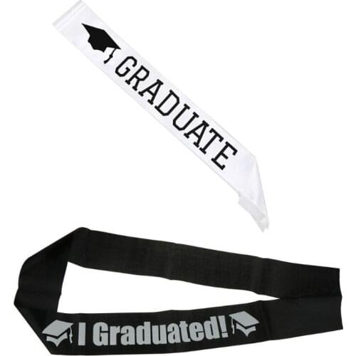 L93F I Graduated Letters Satin Sash Single Sided Graduation Shoulder Strap Photo Prop