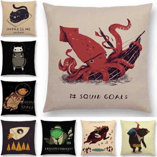 Hot Sale Magical Animal Fantasy Adventure Legend Fairy Tales Bear Cat Bird Squid Sloth Cushion Cover Pillow Case Super Fun Game