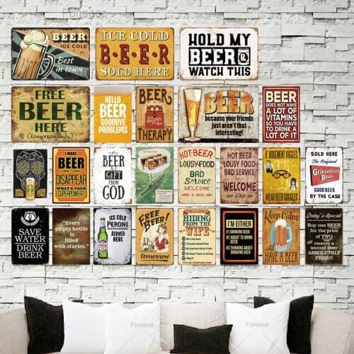 Beer Tin Sign Plaque Metal Vintage Pub Funny Metal Sign Plate Wall Decor For Bar Pub Club Man Cave Decorative Iron Painting