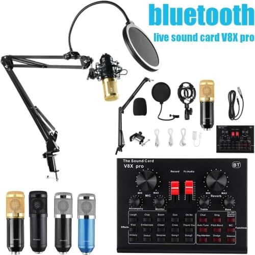BM800 Pro Microphone Mixer Audio dj MIC Stand Condenser USB Wireless Karaoke KTV Professional Recording Live Bluetooth SoundCard