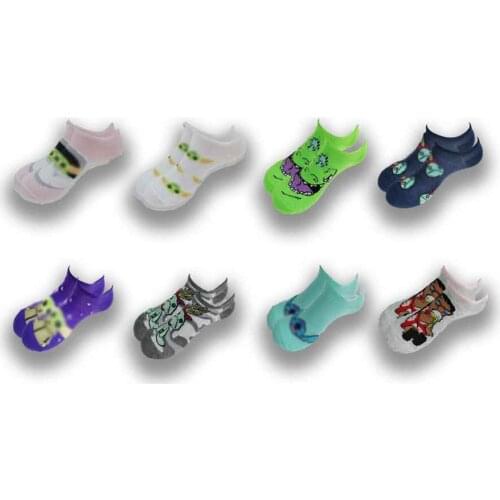 Fashion Cartoon Printed Mens and Womens Boat Socks Breathable Invisible Low Ankle Soft Comfortable Socks in Summer