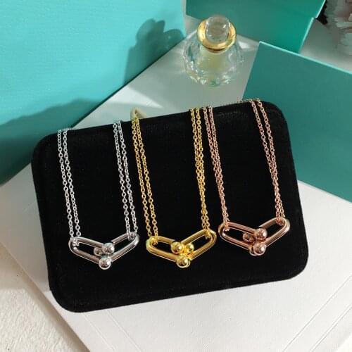 Fashion Hard Necklaces for Women Original Double U-shaped Buckle Pendants Necklaces Korean Brand Jewelry Z007