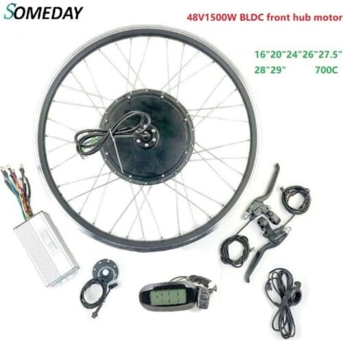SOMEDAY Electric Bicycle 48V1500W BLDC Conversion kits with LCD6 Display E-bike front wheel hub Motor with spoke and rim