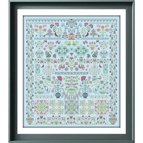 Garden of eternal blossoms cross stitch kits cartoon pattern design 18ct 14ct 11ct skyblue canvas embroidery DIY needlework