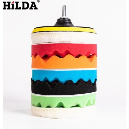 8 Pcs 3" Buffing Pad Car Sponge Polishing Pad Kit Abrasive Polisher Drill Adapter Waxing Tools Accessory For Car Polisher