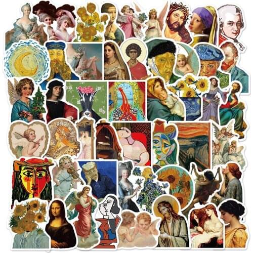 10/50PCS Famous Works Art Stickers Decal Laptop Suitcase Notebook Helmet Luggage Bicycle Guitar Aesthetic Sticker Waterproof PVC