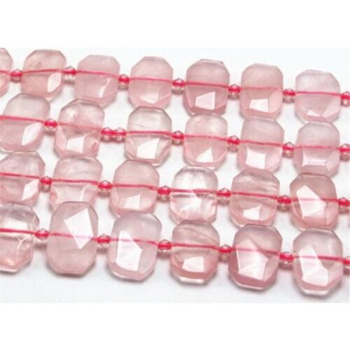 Natural Pink Crystal Rose Quartz Faceted quadrate Loose Stone Beads 15X20mm 15"