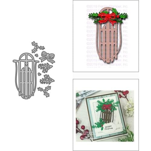 2021 New Antique Sled Leaves Bow Metal Cutting Dies for DIY Scrapbooking Decor and Card Making Paper Craft Embossing No Stamps