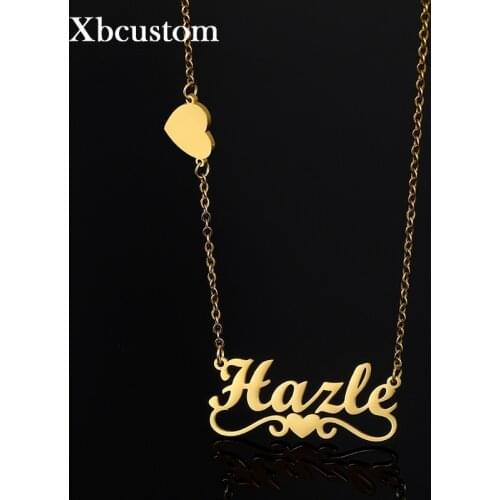 Personalized Name Pendant Necklace Stainless Steel Link Custom Heart Nameplate Choker Necklaces for Women Girl Jewelry Gift
