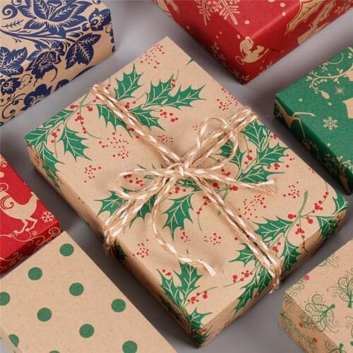 50*70cm Christmas Wrapping Kraft Paper Gift Box Christmas Wedding Green Decoration Gift Candy Cupcake Box Packaging Paper Bags